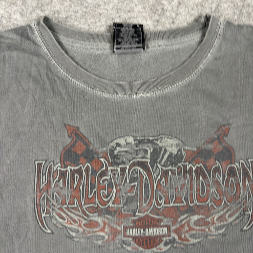 Vintage Y2K Harley Davidson Graphic T-Shirt Mens XL Gray Distressed Faded Biker - Picture 7 of 15